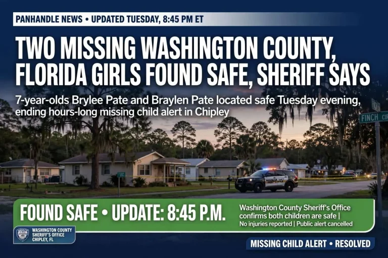 Illustration for the news story: Two Missing Washington County, Florida Girls Found Safe, Sheriff Says
