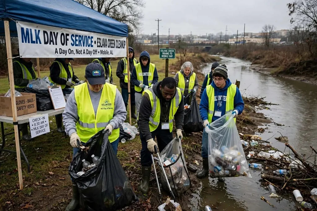 Illustration for the news story: Volunteers Bring Annual MLK Day Cleanup to Eslava Creek