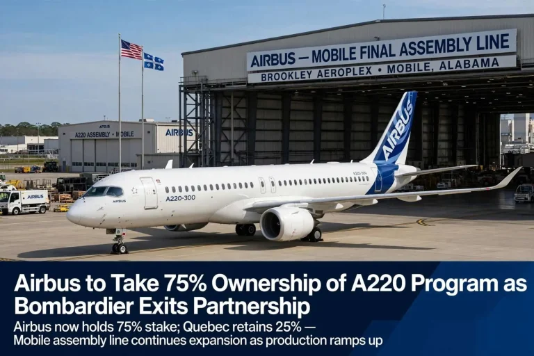 Illustration for the news story: Airbus to Take Majority Ownership of A220 Program as Bombardier Exits Partnership