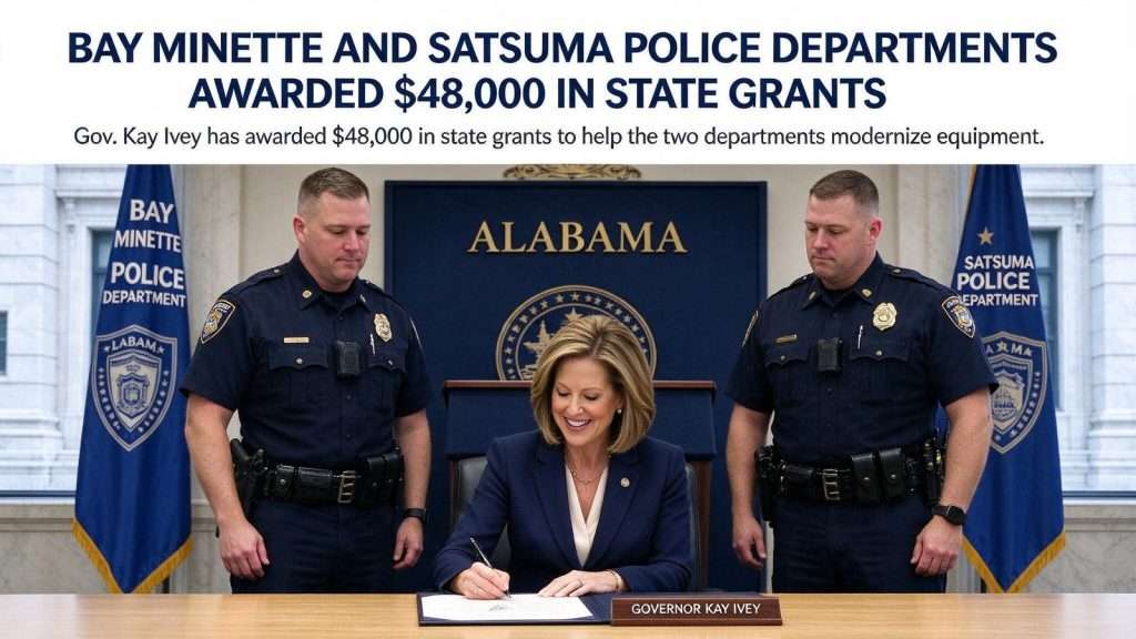 Illustration for the news story: Bay Minette and Satsuma police departments awarded $48,000 in state grants