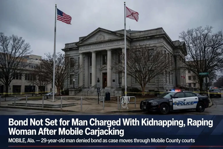 Illustration for the news story: Bond Not Set for Man Charged With Kidnapping, Raping Woman After Mobile Carjacking