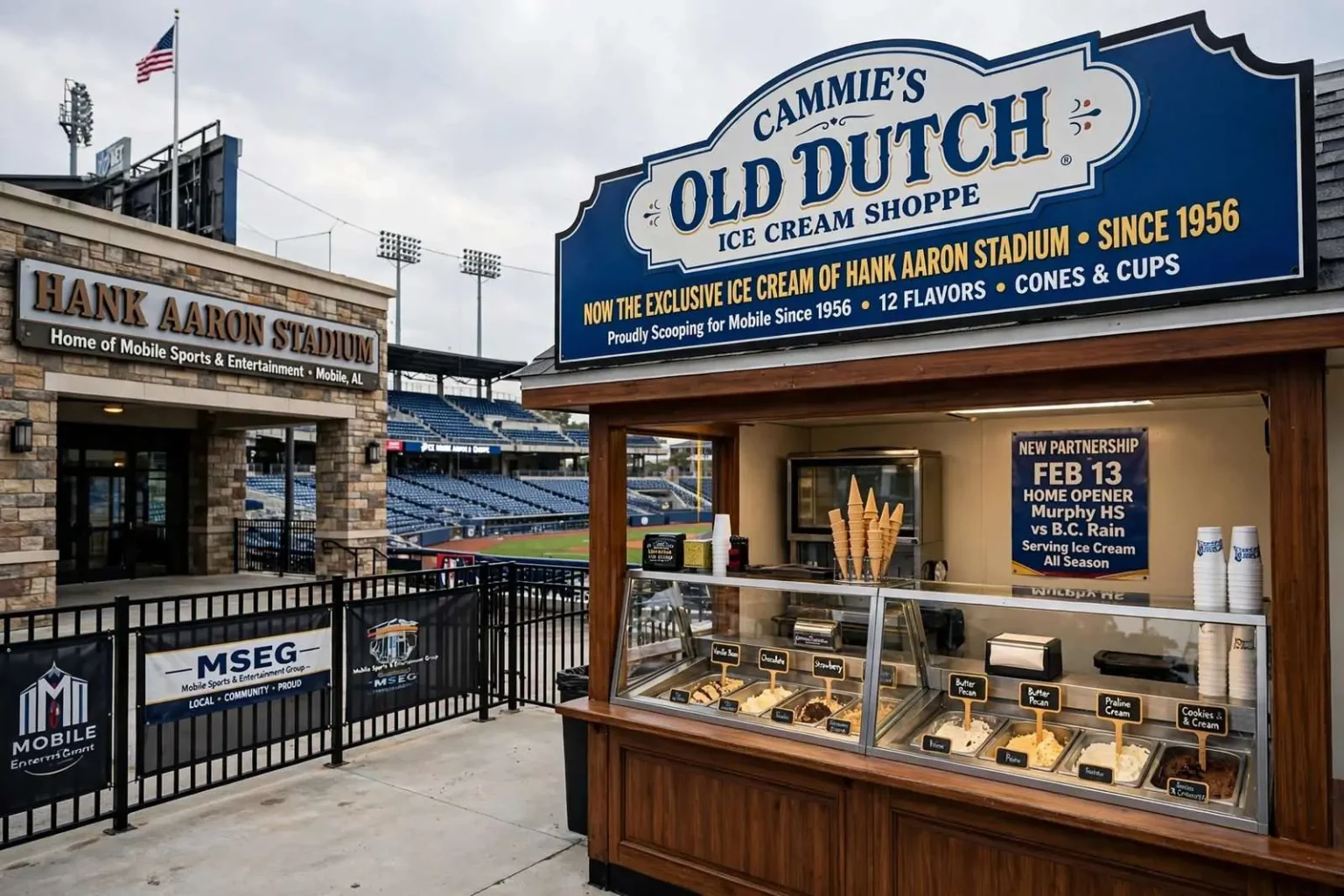 Illustration for the news story: Cammie’s Old Dutch Ice Cream Named Exclusive Ice Cream of Hank Aaron Stadium