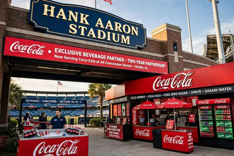 Illustration for the news story: Coca-Cola named exclusive beverage partner at Hank Aaron Stadium