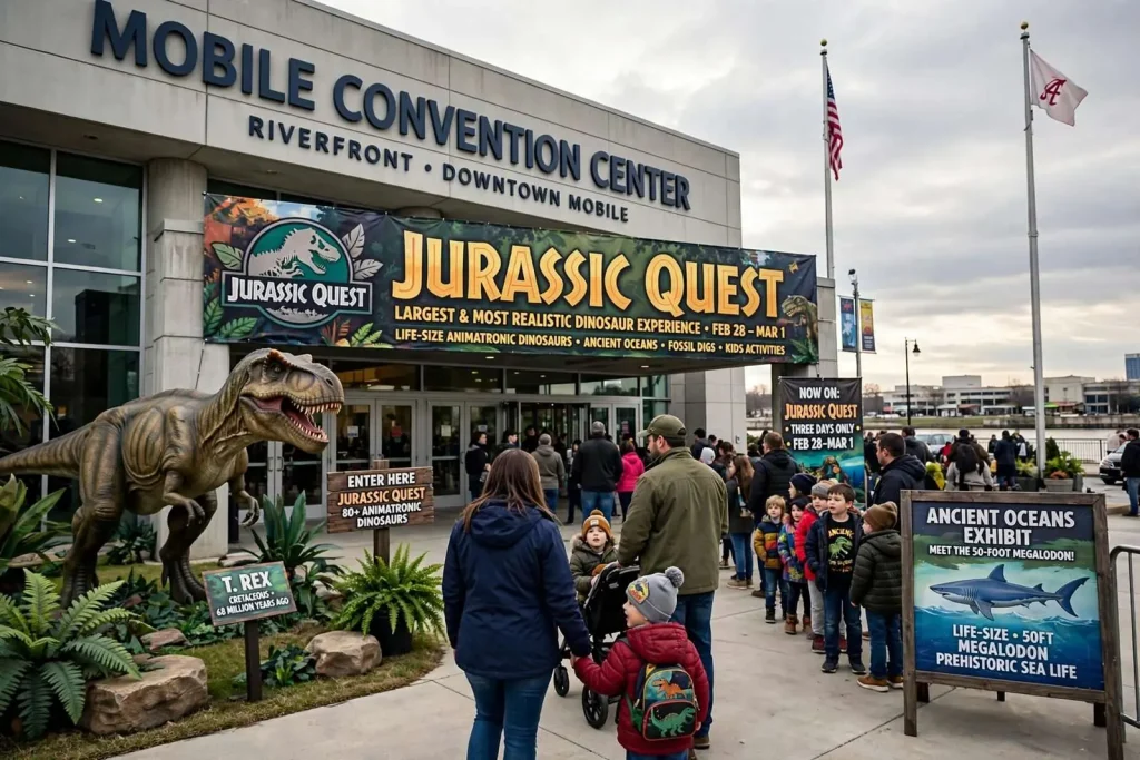 Illustration for the news story: Jurassic Quest Brings Life-Size Dinosaurs to the Mobile Convention Center