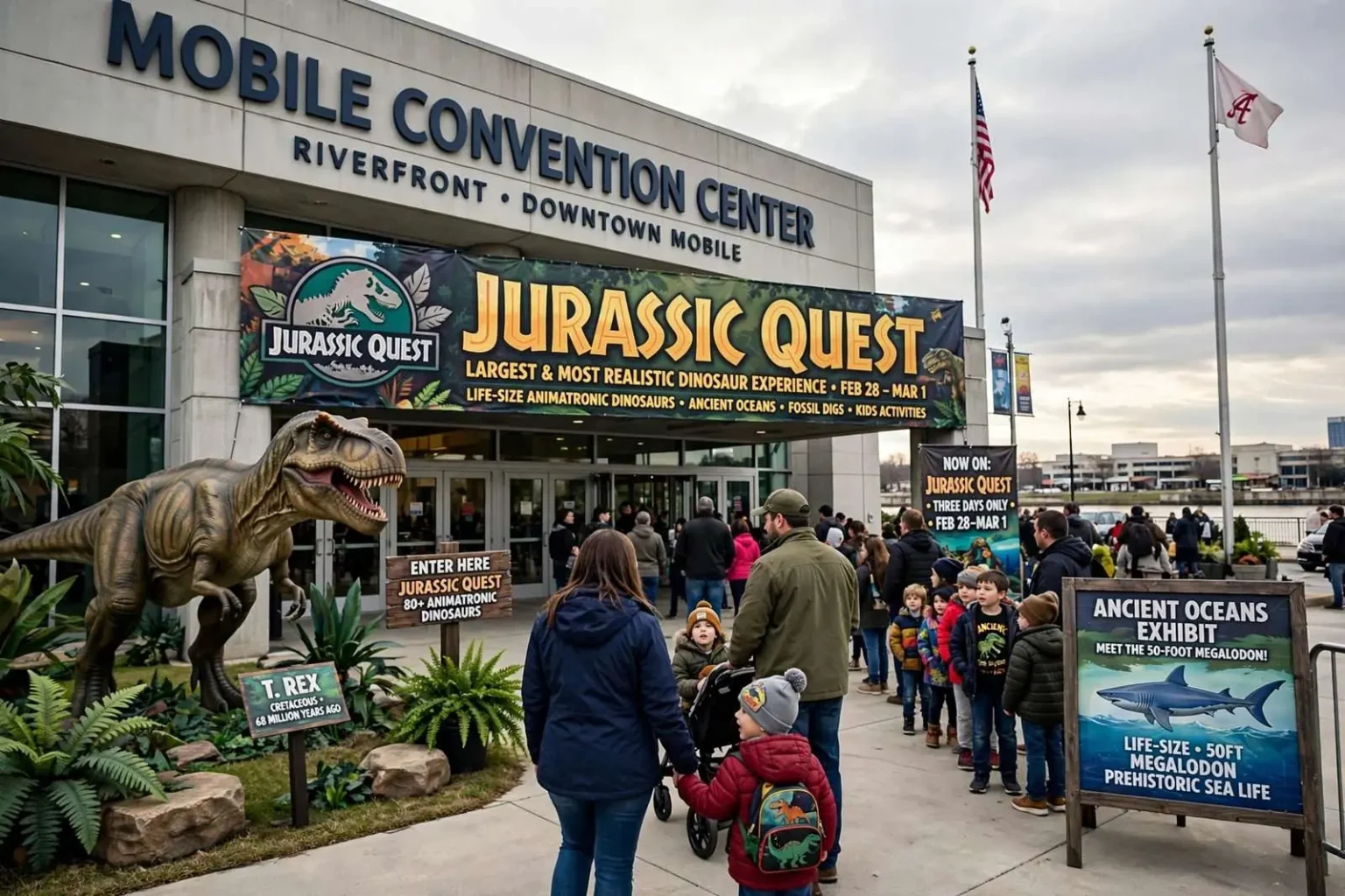 Illustration for the news story: Jurassic Quest Brings Life-Size Dinosaurs to the Mobile Convention Center