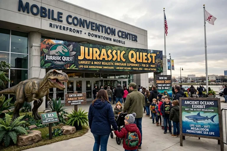 Illustration for the news story: Jurassic Quest Brings Life-Size Dinosaurs to the Mobile Convention Center
