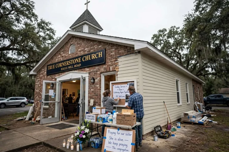 Illustration for the news story: Mobile Church Repairs Damage After Attempted Murder-Suicide Outside Sanctuary