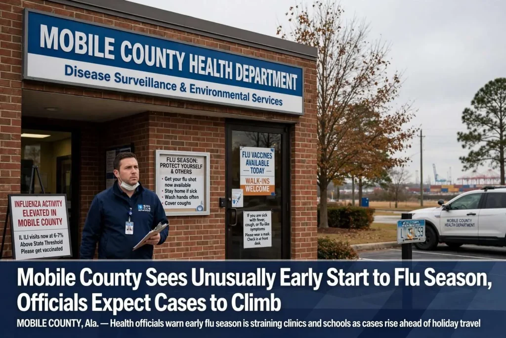 Illustration for the news story: Mobile County Sees Unusually Early Start to Flu Season, Officials Expect Cases to Climb