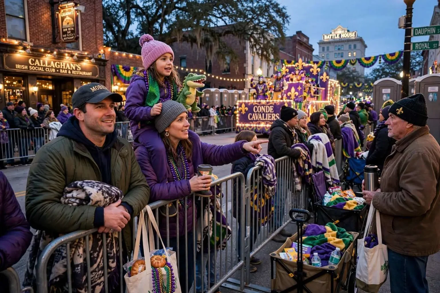 Illustration for the news story: Mobile Mardi Gras 101: How to Pick Your Parade Spot and Survive the Season