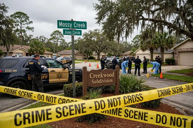 Illustration for the news story: Pensacola man found shot dead months after ex-wife’s gunpoint divorce arrest