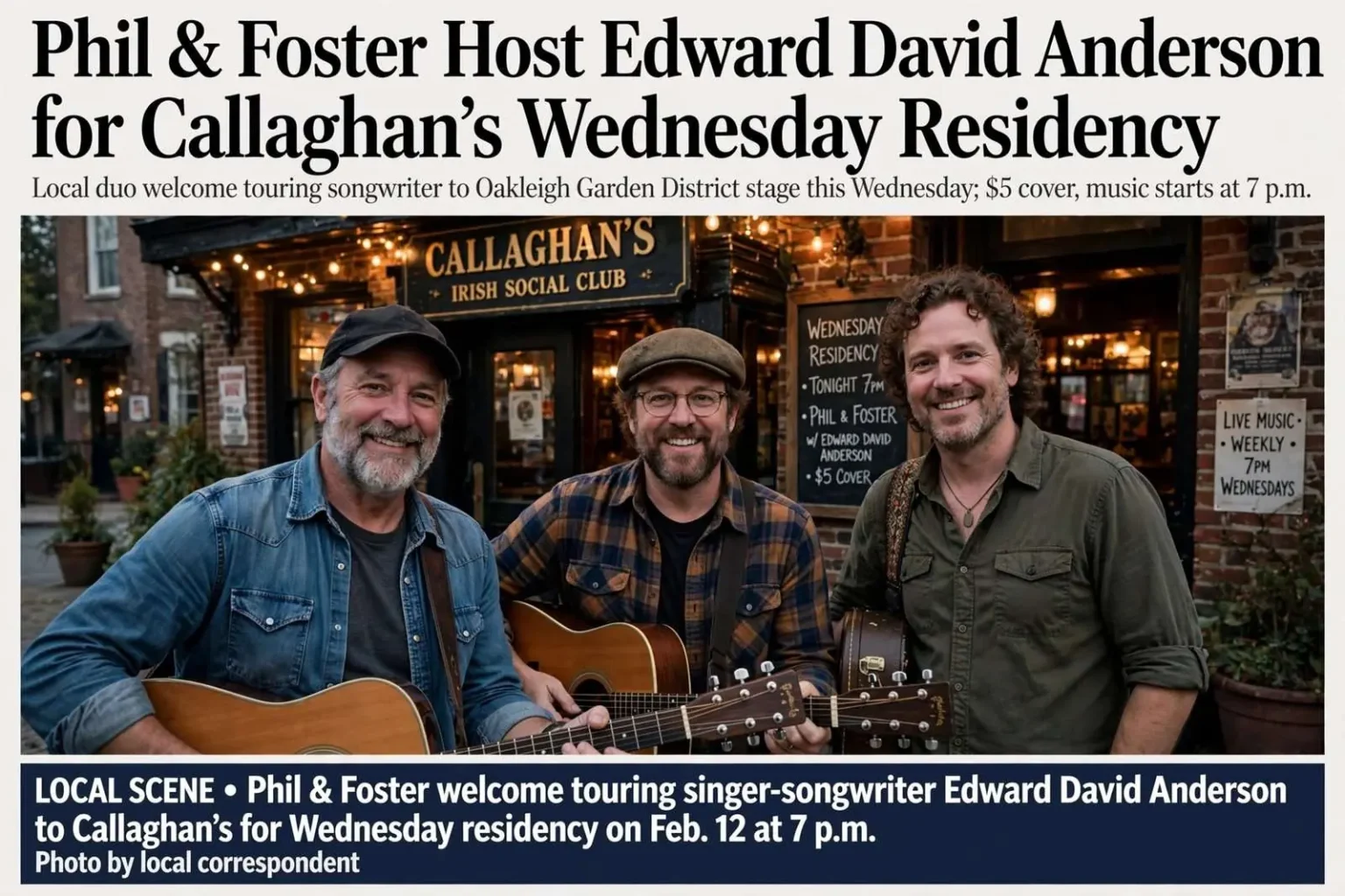 Illustration for the news story: Phil & Foster Host Edward David Anderson for Callaghan’s Wednesday Residency