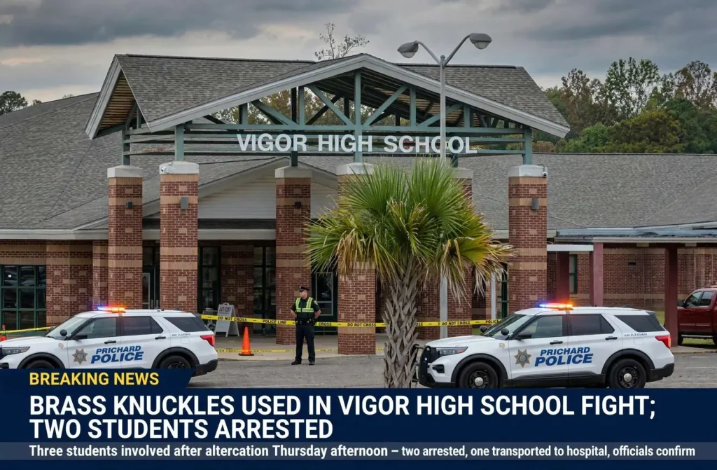 Illustration for the news story: Brass Knuckles Used in Vigor High School Fight; Two Students Arrested