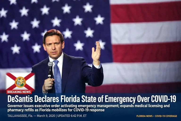 Illustration for the news story: DeSantis declares Florida state of emergency over COVID-19