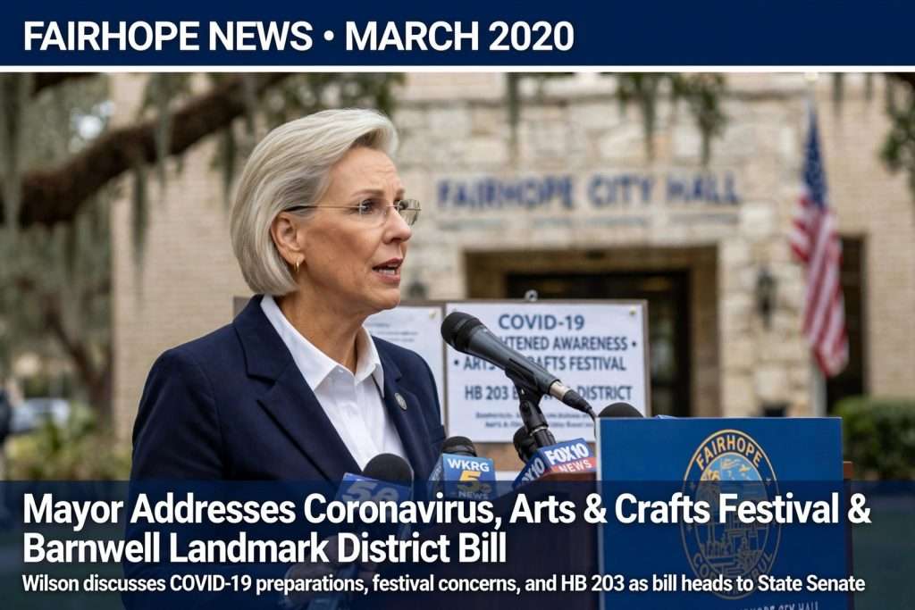 Illustration for the news story: Fairhope Mayor Addresses Coronavirus, Arts and Crafts Festival and Barnwell Landmark District Bill
