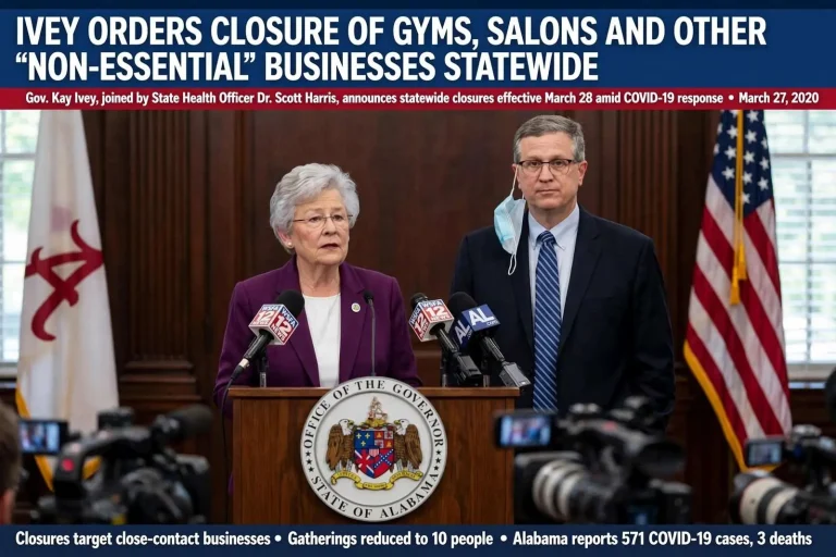 Illustration for the news story: Ivey Orders Closure of Gyms, Salons and Other ‘Non-Essential’ Businesses Statewide