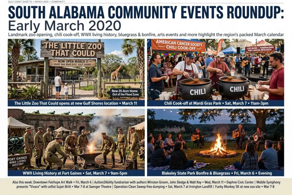 Illustration for the news story: South Alabama Community Events Roundup: Early March 2020