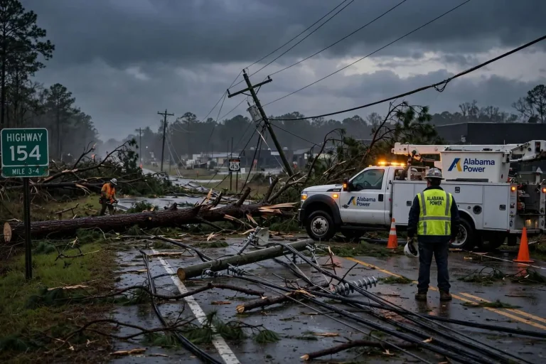 Illustration for the news story: Storms Knock Out Power to About a Quarter of Thomasville