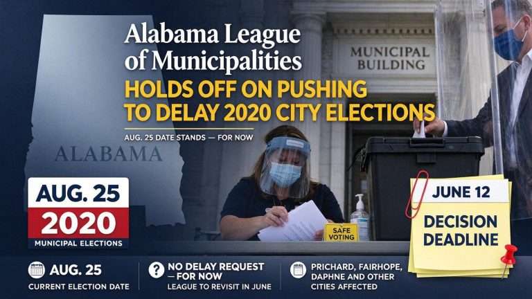 Illustration for the news story: Alabama League of Municipalities Holds Off on Pushing to Delay 2020 City Elections