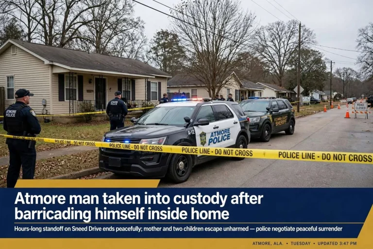 Illustration for the news story: Atmore man taken into custody after barricading himself inside home