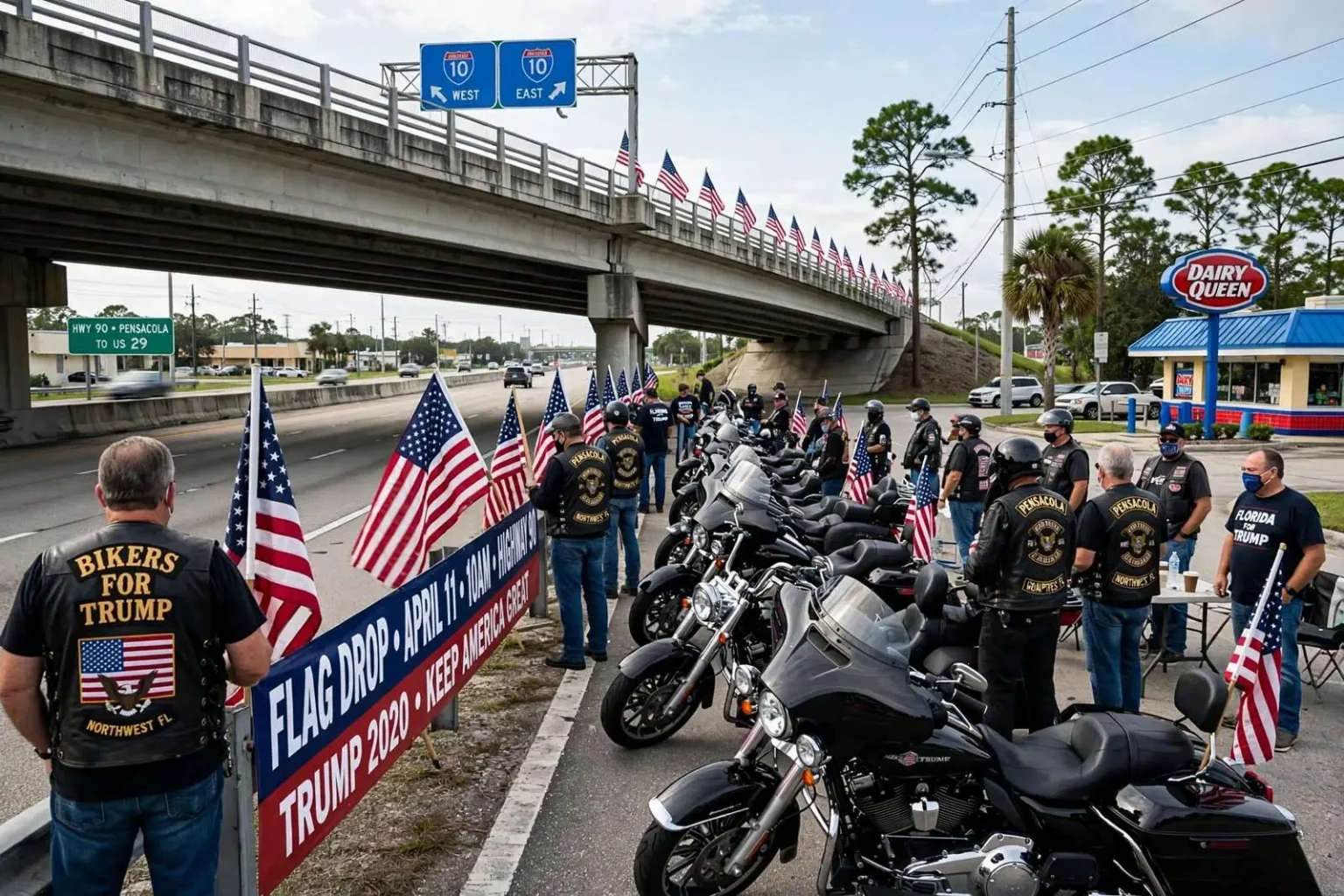 Illustration for the news story: Bikers for Trump Group Plans Flag Drop Event on Highway 90 in Pensacola