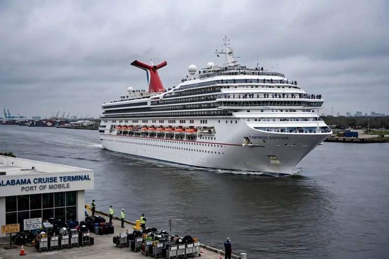 Illustration for the news story: Carnival Fantasy Leaves Mobile to Ferry Healthy Crew Members Home