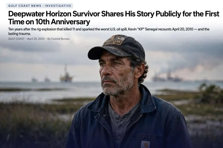 Illustration for the news story: Deepwater Horizon survivor shares his story publicly for the first time on 10th anniversary