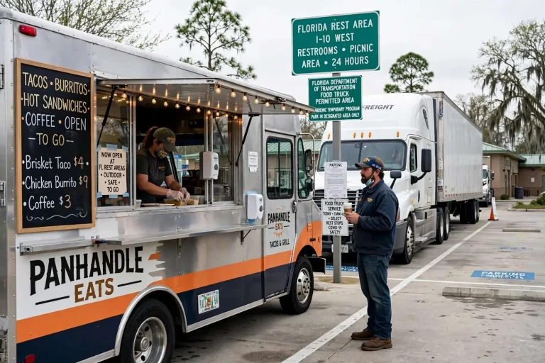Illustration for the news story: Florida Now Permitting Food Trucks at Select Rest Stops to Keep Truckers Fed During Pandemic