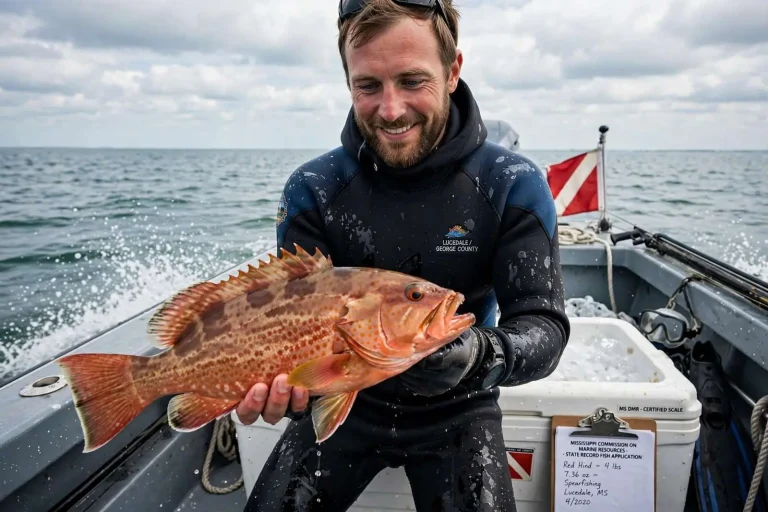 Illustration for the news story: Lucedale Spearfisherman Lands State-Record Red Hind