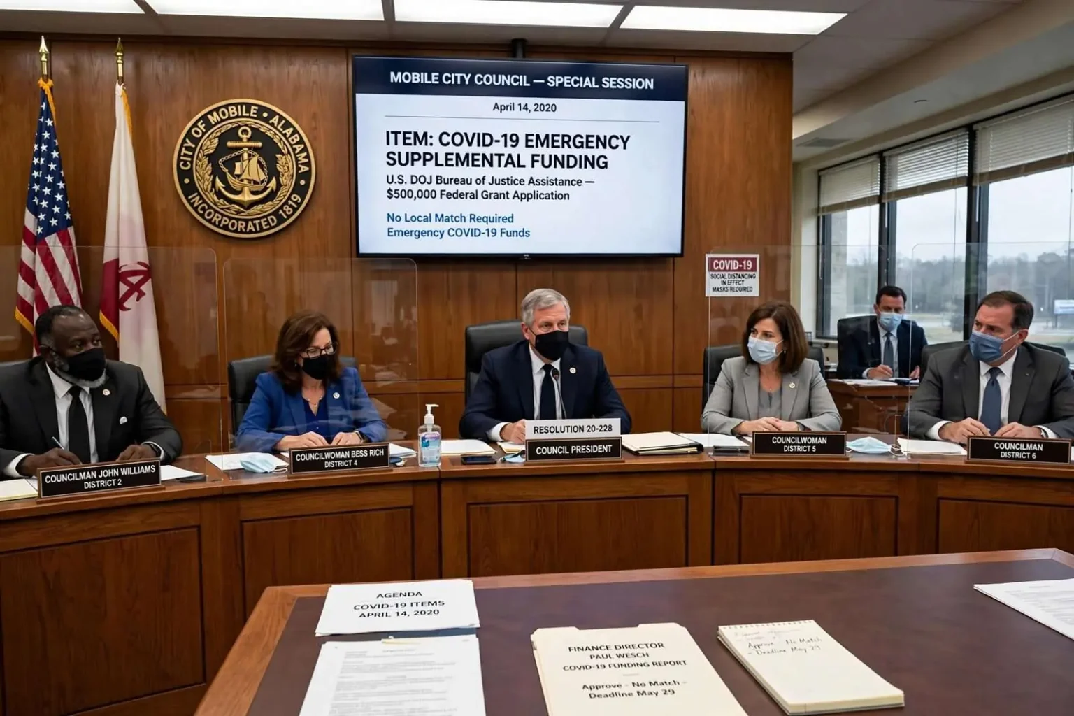 Illustration for the news story: Mobile City Council Approves Bid for $500,000 in Federal Coronavirus Emergency Funding