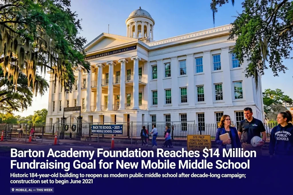 Illustration for the news story: Barton Academy Foundation Reaches $14 Million Fundraising Goal for New Mobile Middle School