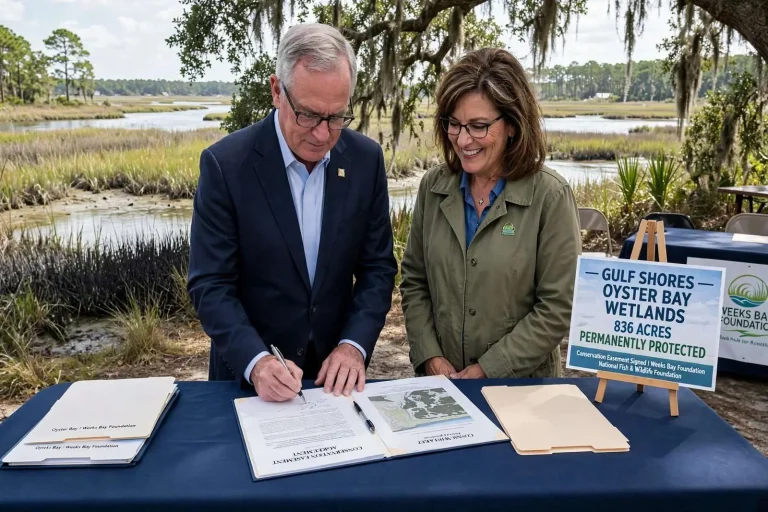 Illustration for the news story: Gulf Shores Locks In Permanent Protection for 836 Acres of Oyster Bay Wetlands
