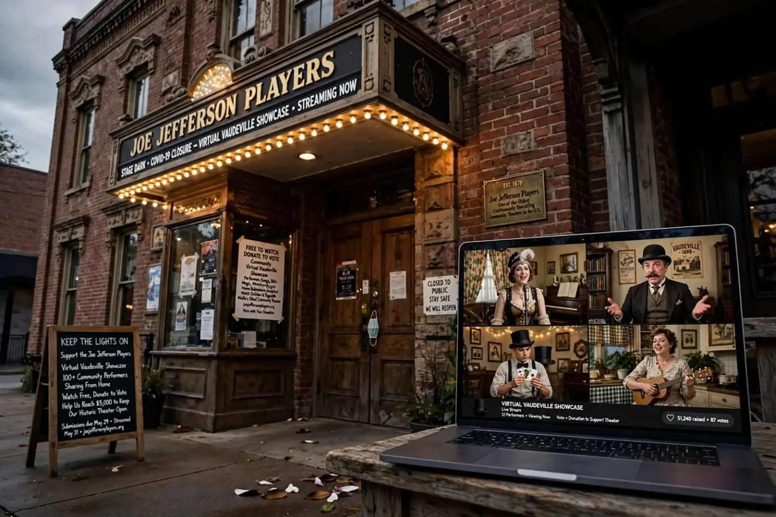 Illustration for the news story: Joe Jefferson Players turn to virtual Vaudeville showcase to weather pandemic shutdown