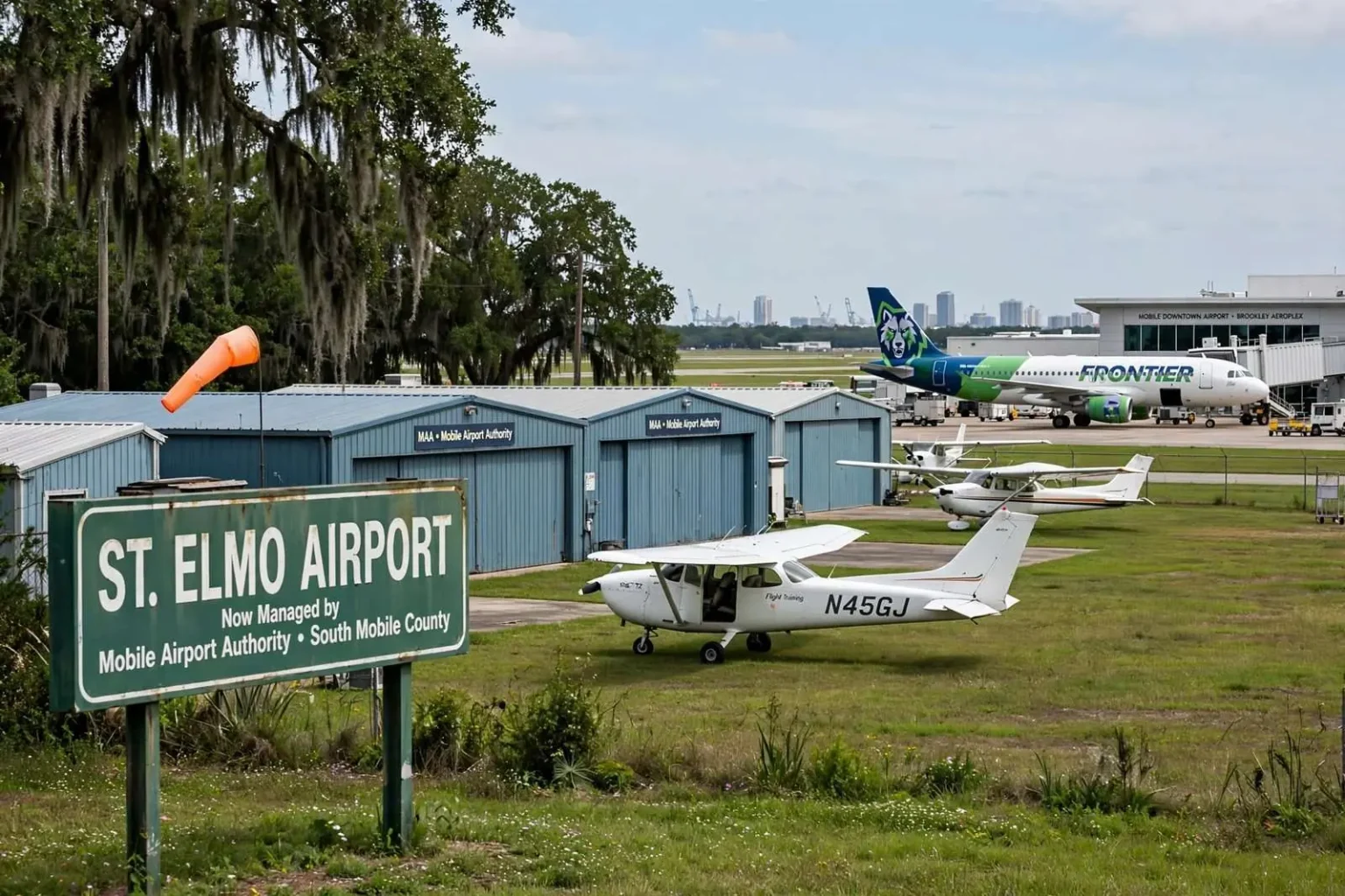Illustration for the news story: Mobile Airport Authority to Take Over St. Elmo Airport as Frontier Flights Return Downtown