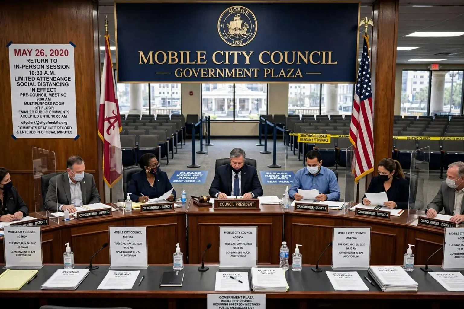 Illustration for the news story: Mobile City Council Returns to In-Person Meetings at Government Plaza