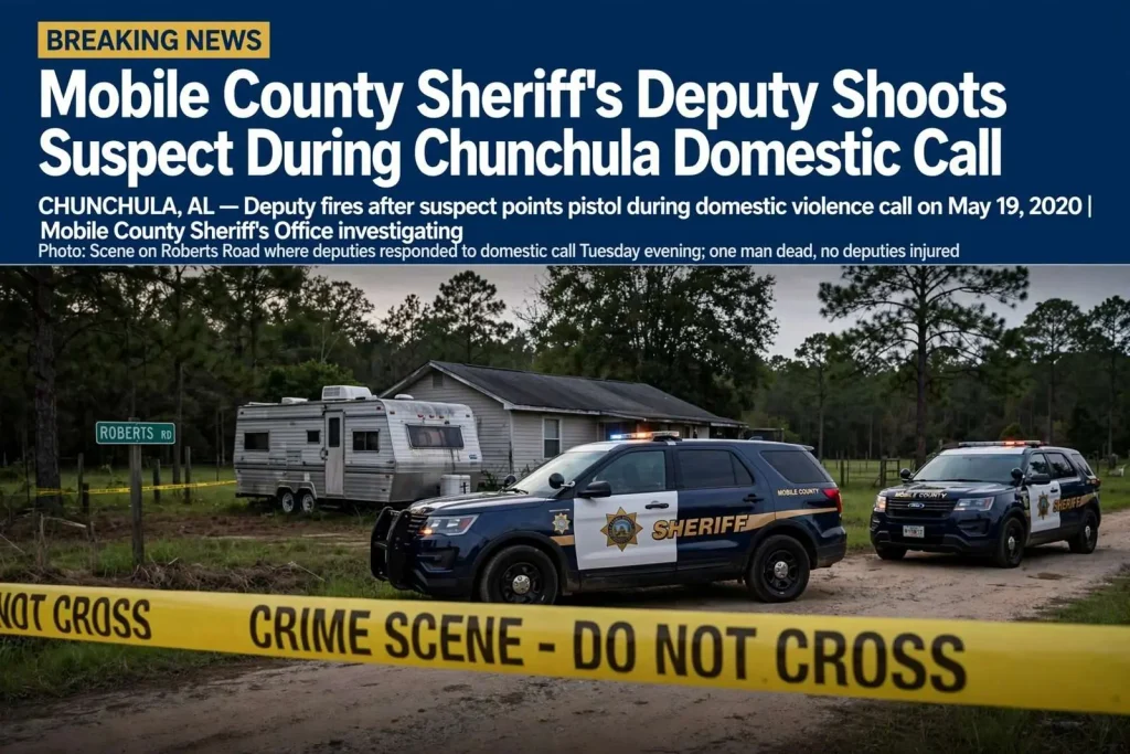 Illustration for the news story: Mobile County sheriff’s deputy shoots suspect during Chunchula domestic call