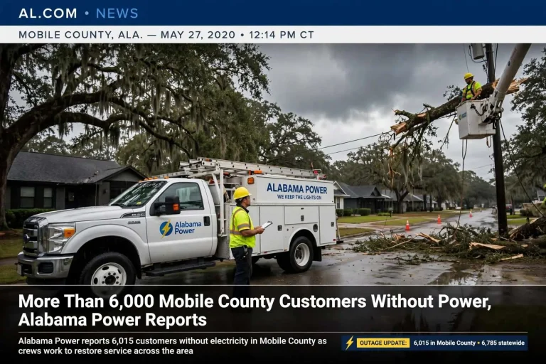 Illustration for the news story: More Than 6,000 Mobile County Customers Without Power, Alabama Power Reports