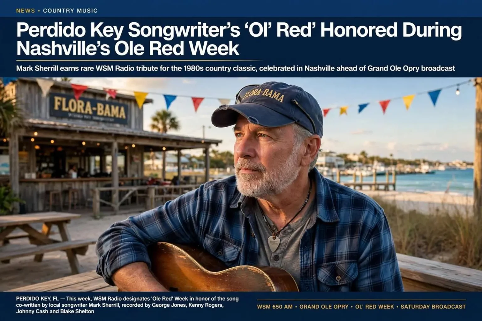 Illustration for the news story: Perdido Key Songwriter’s ‘Ol’ Red’ Honored During Nashville’s Ole Red Week