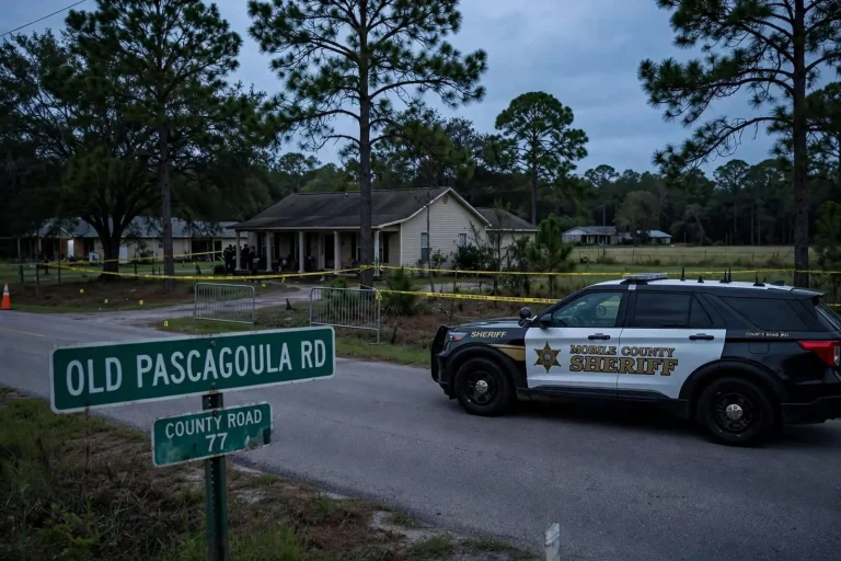 Illustration for the news story: Son Shot Father at Grand Bay Home on Old Pascagoula Road, Deputies Say