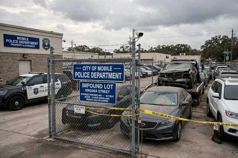 Illustration for the news story: Two Former Mobile Police Officers Charged With Stealing From Impound Lot