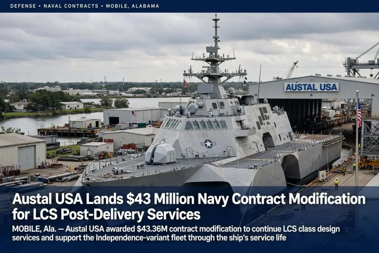 Illustration for the news story: Austal USA Lands $43 Million Navy Contract Modification for LCS Post-Delivery Services