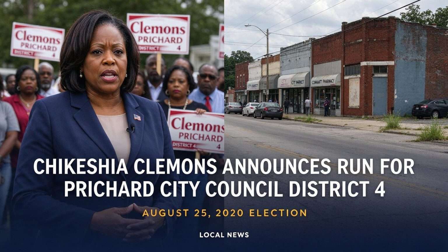 Illustration for the news story: Chikeshia Clemons Announces Run for Prichard City Council District 4