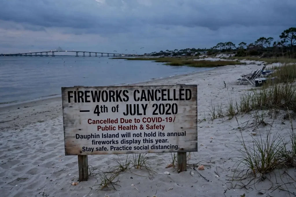 Illustration for the news story: Dauphin Island Cancels Fourth of July Fireworks Over Coronavirus Concerns