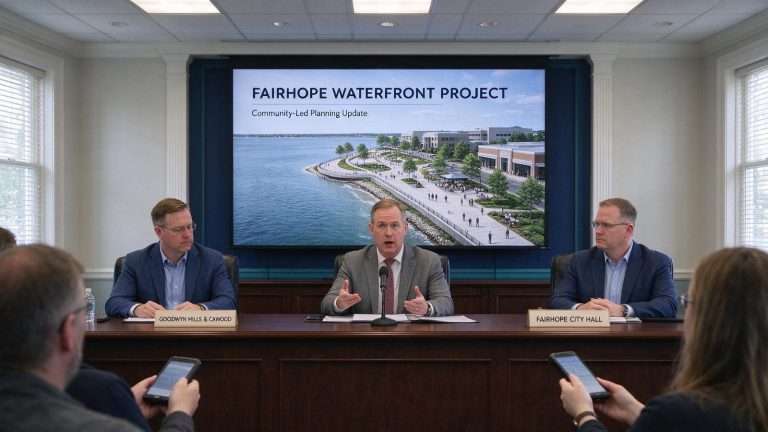 Illustration for the news story: Engineers Address Questions About Fairhope Waterfront Project at City Hall Press Conference