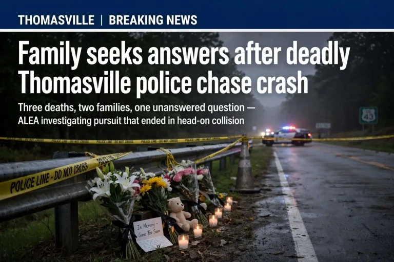 Illustration for the news story: Family seeks answers after deadly Thomasville police chase crash