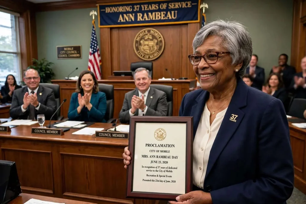 Illustration for the news story: Mobile City Council Salutes 37-Year City Veteran Ann Rambeau With Her Own Day
