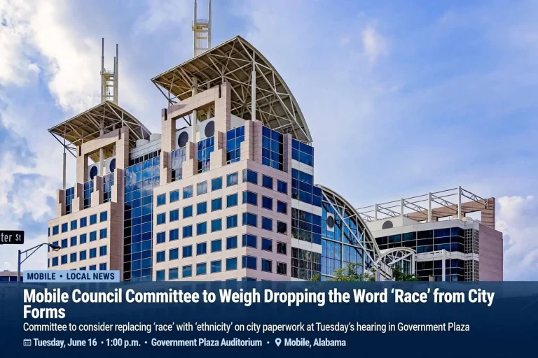Illustration for the news story: Mobile Council Committee to Weigh Dropping the Word ‘Race’ from City Forms