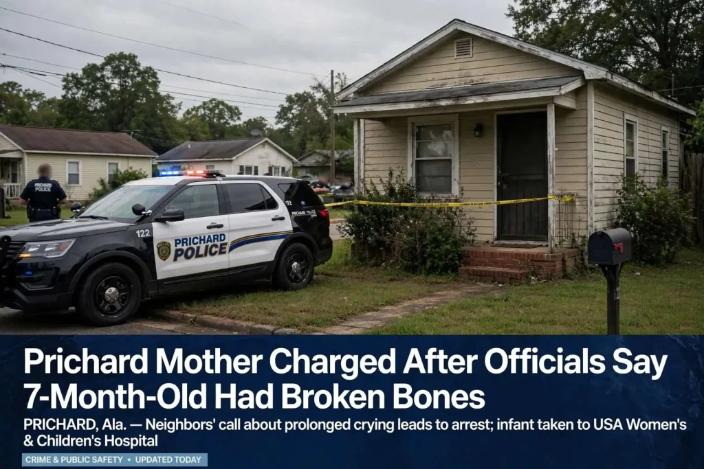 Illustration for the news story: Prichard Mother Charged After Officials Say 7-Month-Old Had Broken Bones