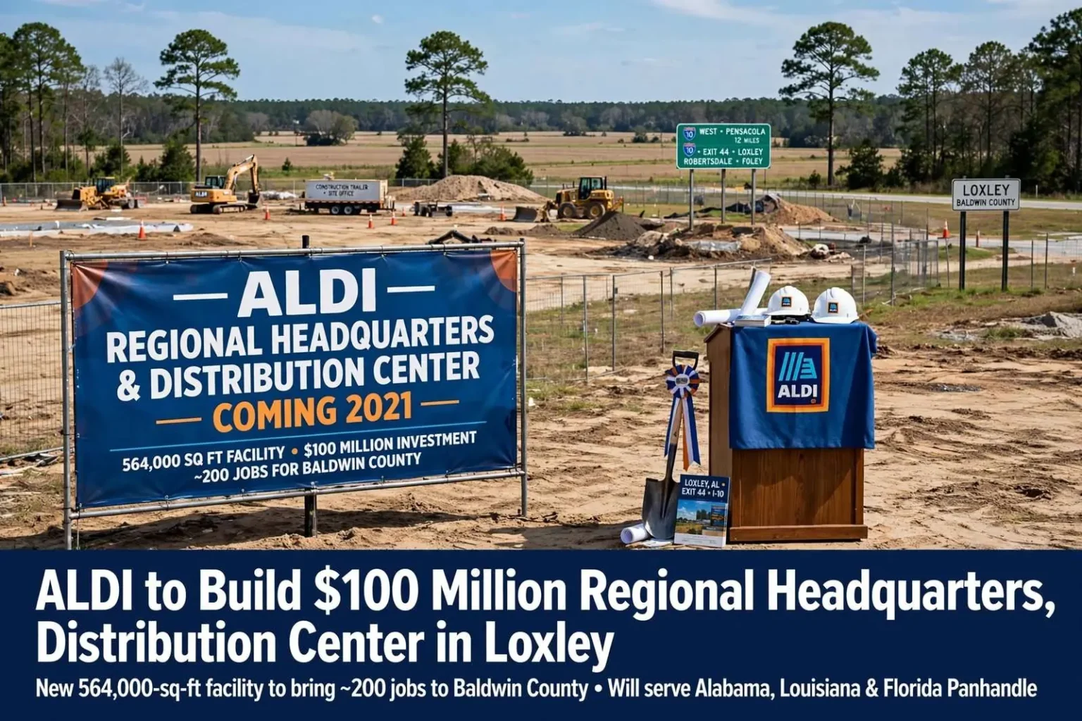 Illustration for the news story: ALDI to Build $100 Million Regional Headquarters, Distribution Center in Loxley