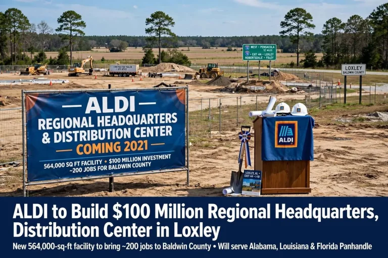 Illustration for the news story: ALDI to Build $100 Million Regional Headquarters, Distribution Center in Loxley