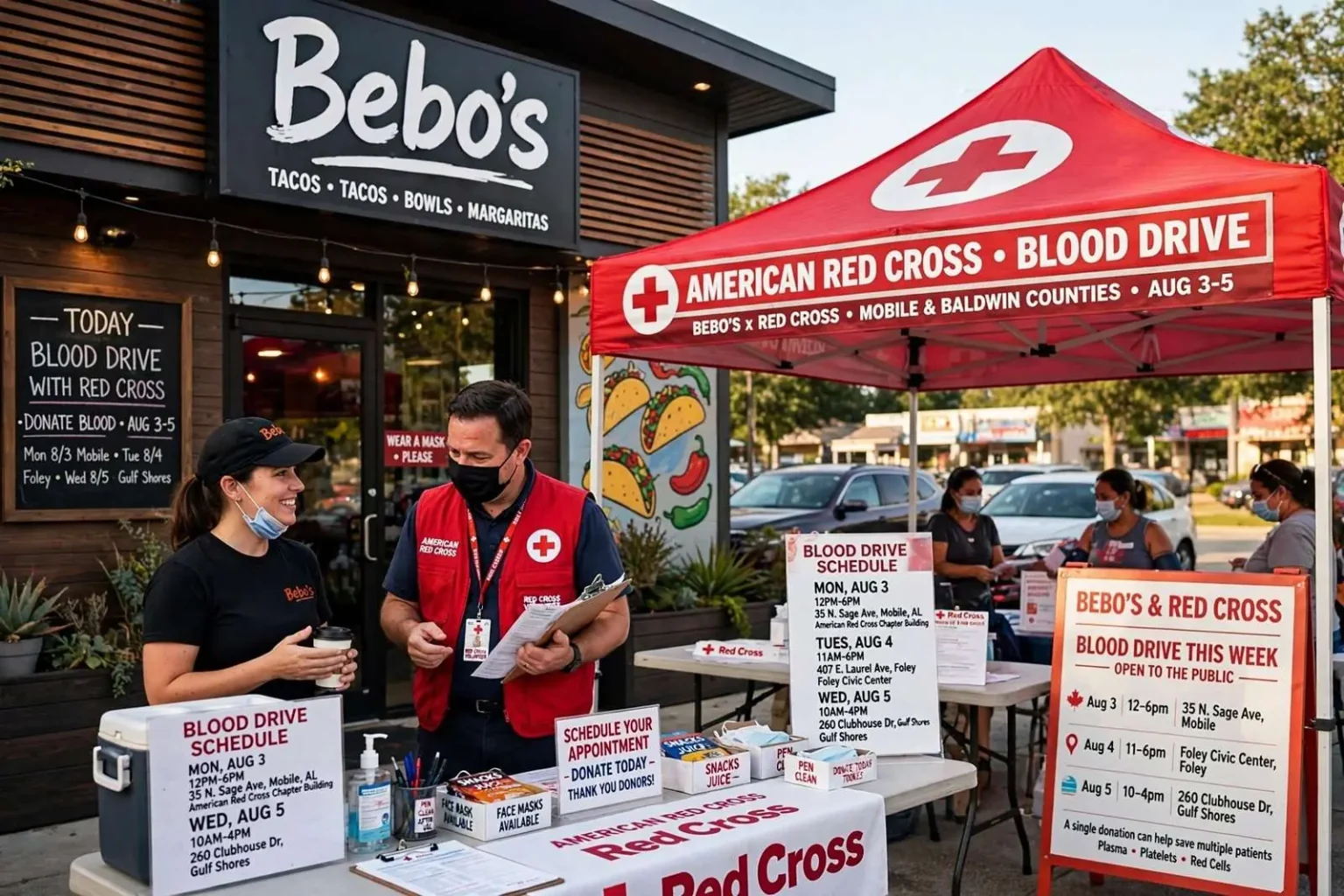 Illustration for the news story: Bebo’s Teams Up With Red Cross for Blood Drives Across Mobile and Baldwin Counties